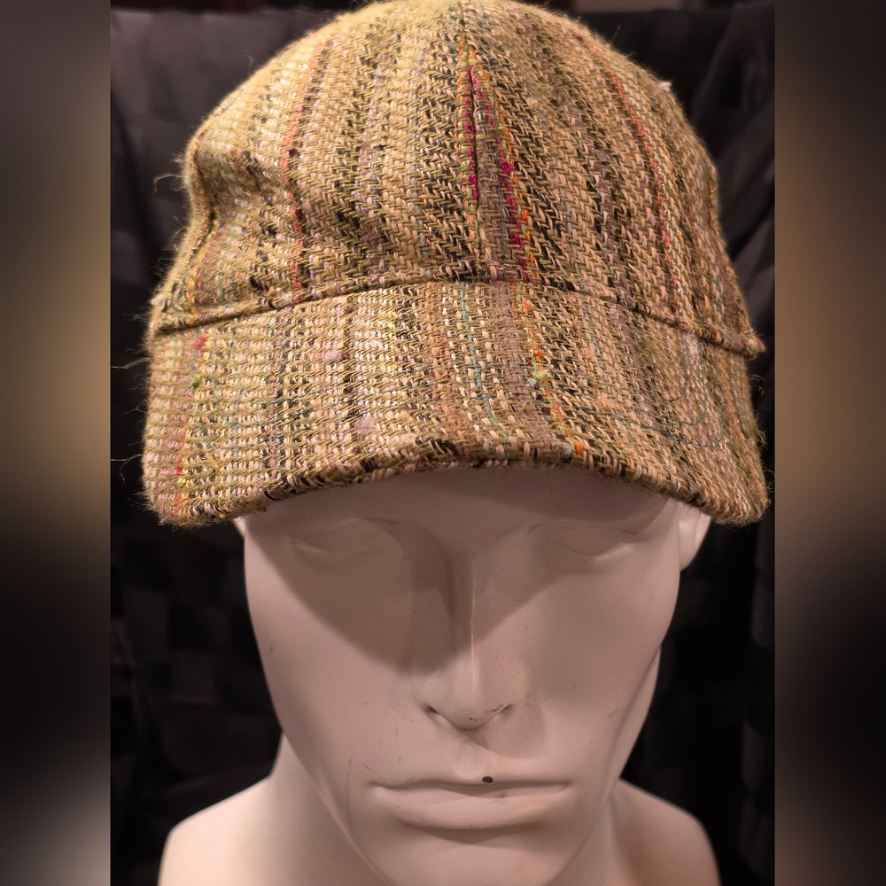 100% Hemp Made In Nepal Green/Multicolor Accents Unisex Hat Adjustable Velcro